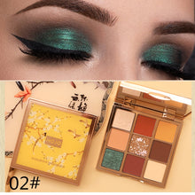 טען תמונה לצפייה בגלריה, HOJO 9 צבעים צלליות צבעים נצנצים נצנצים שמר מט עיניים ירוקות איפור עירום פיגמנט צלליות ערכת קוסמטיקה עמיד למים