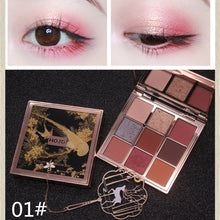 טען תמונה לצפייה בגלריה, HOJO 9 צבעים צלליות צבעים נצנצים נצנצים שמר מט עיניים ירוקות איפור עירום פיגמנט צלליות ערכת קוסמטיקה עמיד למים