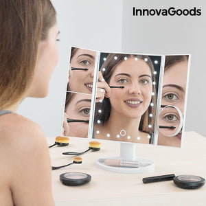 InnovaGoods איפור מראה מגדלת 4-in-1 מראה איפור מראה מראה יהירות מראה איפור מראה מראה איפור עם אור led